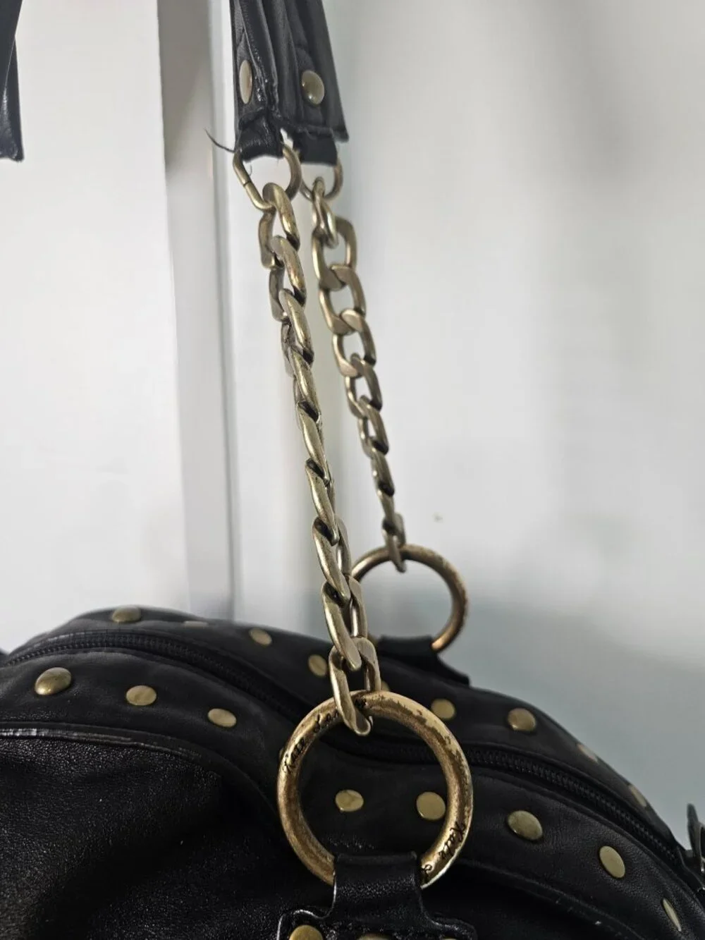 Kate Landry Bag Shoulder Y2K Leather Studded Chains Grunge Boho